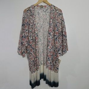 NWT Democracy Floral‎ Lace Kimono Swim Coverup Multicolor Size X-Large